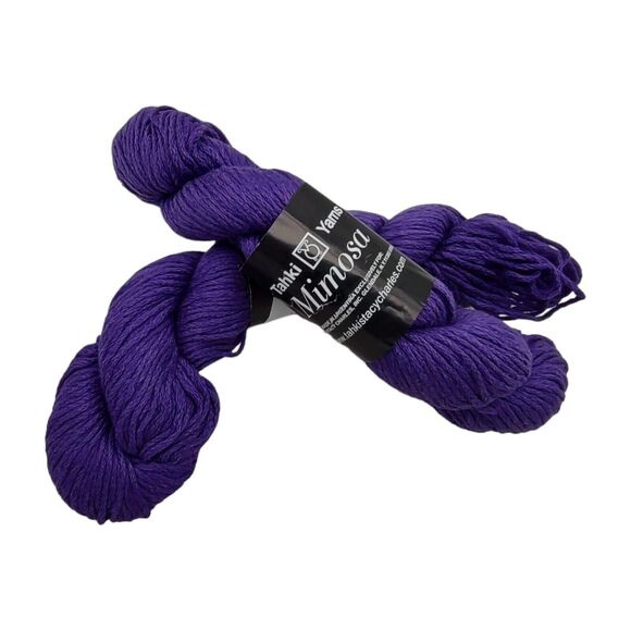 2 Skeins Mimosa by Tahki Yarns 50% Cotton, 40% Silk, 10% Cashmere Violet No.009 - Picture 3 of 7